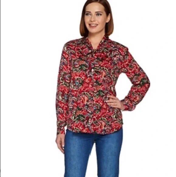 C. Wonder Neck Tie Floral Blouse - Picture 7 of 8